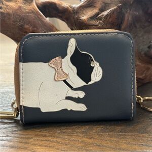 No Boundaries Navy, White & Gold French Bulldog Zip Wallet